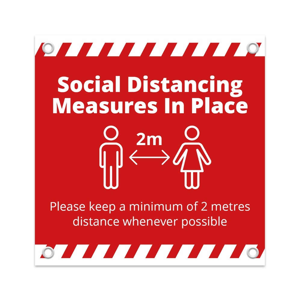 1 METER MIN  STICKERS/FOAMEX SIGNS A5/A4/A3 SOCIAL DISTANCING IN OPERATION 